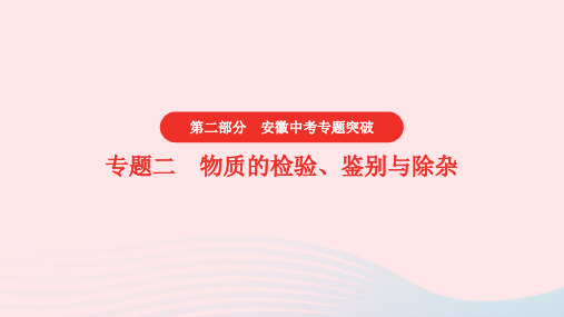 安徽省2023中考化学第二部分中考专题突破专题二物质的检验鉴别与除杂课件