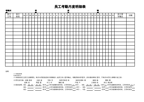 考勤明细汇总表