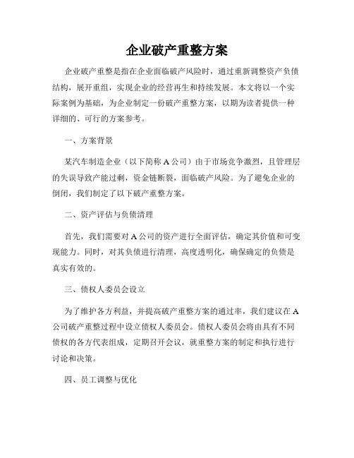 企业破产重整方案