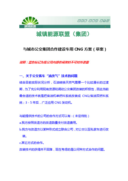 与城市公交集团合作建设车用CNG方案(草案)