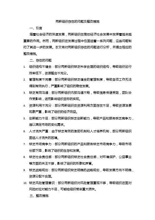 两新组织存在的问题及整改措施