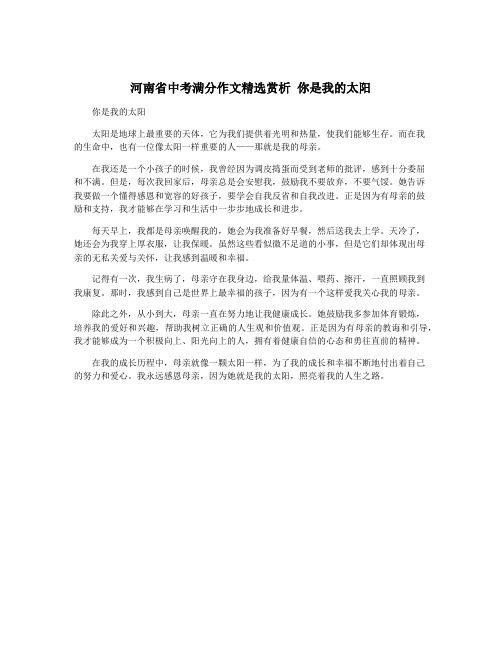 河南省中考满分作文精选赏析 你是我的太阳