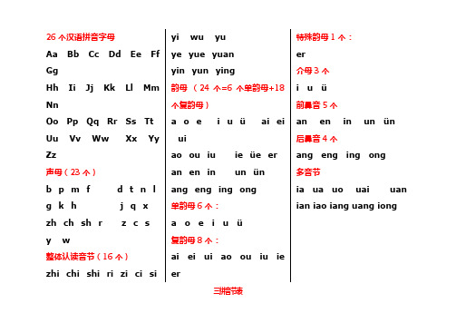 26个拼音字母-声母-整体认读音节-韵母-介讲解