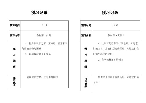 人教版一年级数学下册预习记录