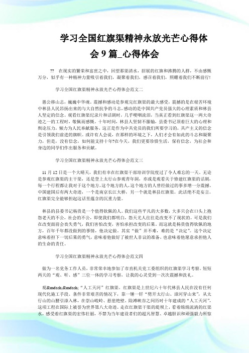 学习全国红旗渠精神永放光芒心得体会9篇_心得体会.doc