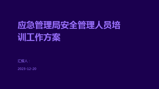 应急管理局安全管理人员培训工作方案