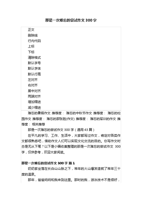 那是一次难忘的尝试作文300字