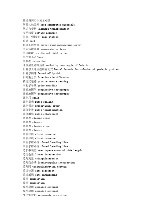 测绘类词汇中英文对照