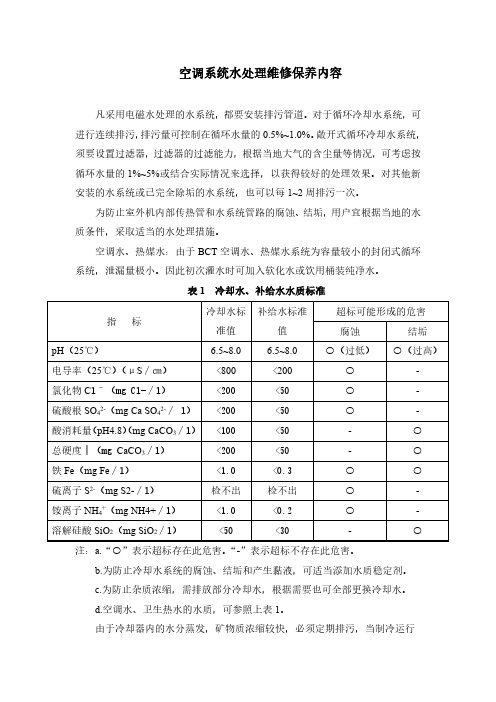 空调系统水处理维修保养内容