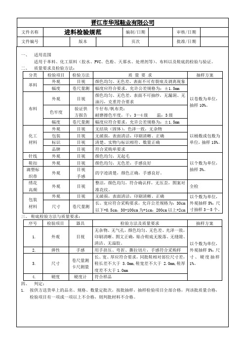 进料检验规范SIP03