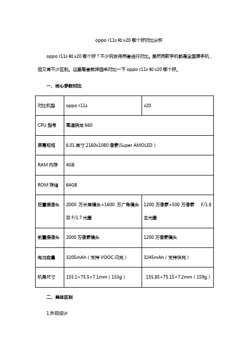 oppo r11s和x20哪个好对比分析