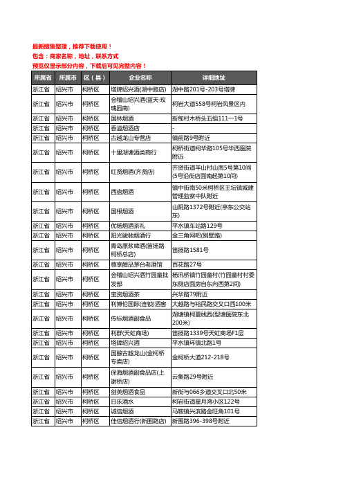 新版浙江省绍兴市柯桥区酒水批发企业公司商家户名录单联系方式地址大全597家