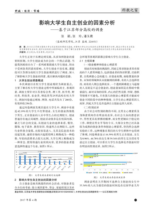 影响大学生自主创业的因素分析--基于江苏部分高校的调查