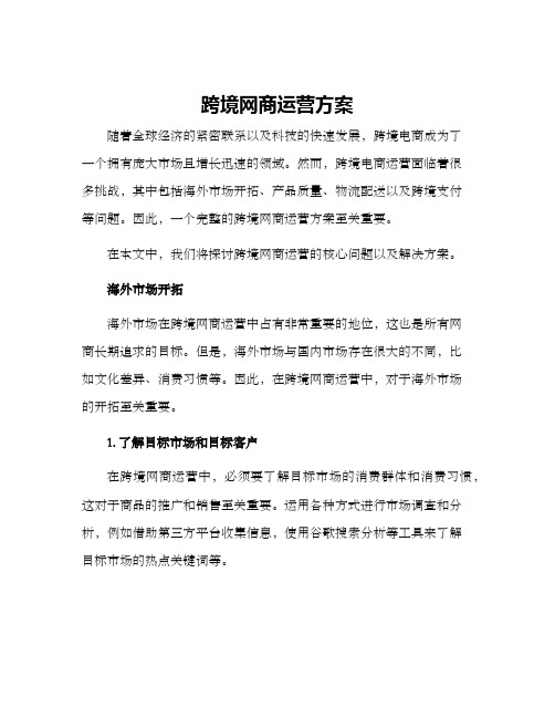 跨境网商运营方案