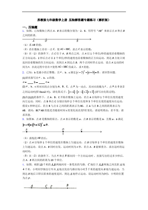 苏教版七年级数学上册 压轴解答题专题练习(解析版)