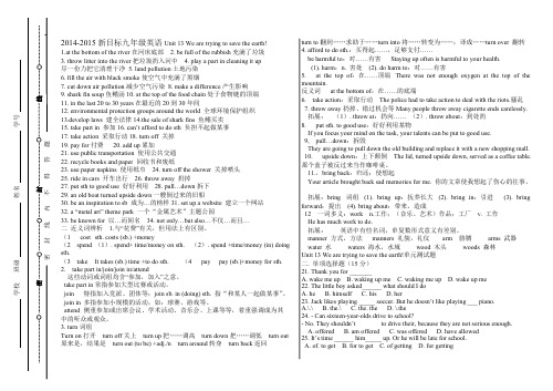 新目标九年级英语unit13知识归纳与单元测试题含答案