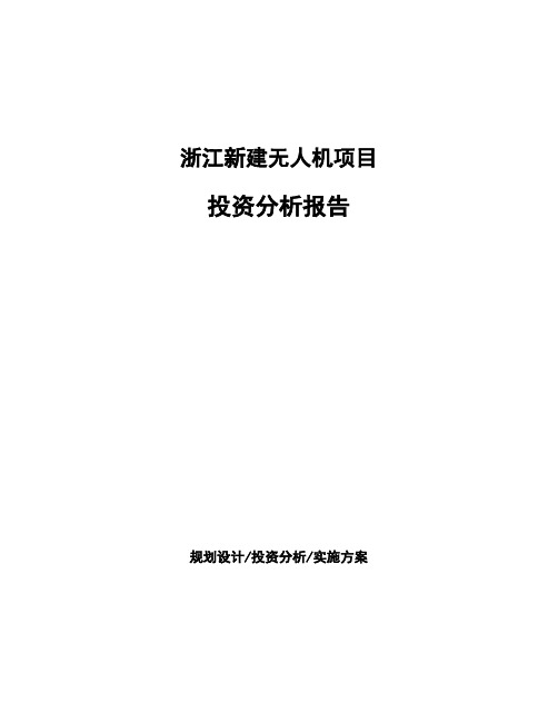 浙江新建无人机项目投资分析报告