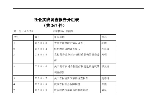 社会实践调查报告分组表