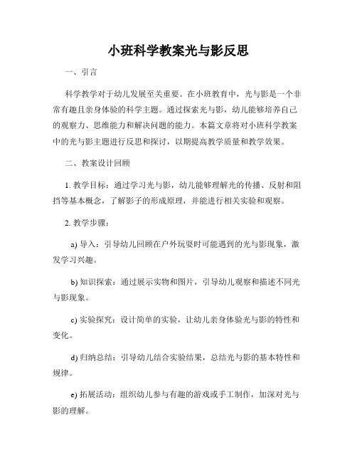 小班科学教案光与影反思