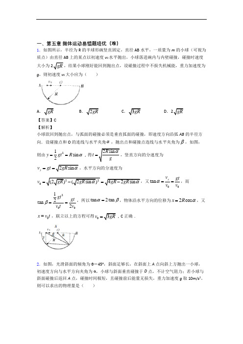 人教版高一下册物理 抛体运动单元测试卷 (word版,含解析)