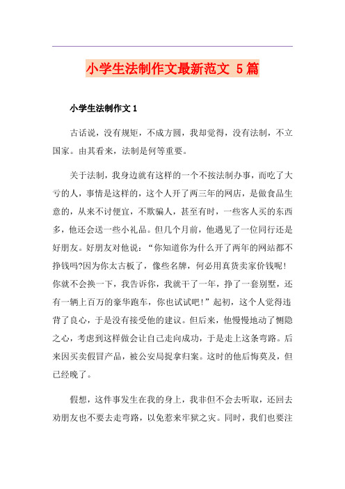 小学生法制作文最新范文 5篇