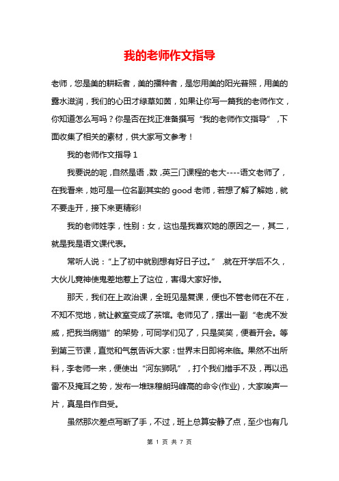 我的老师作文指导