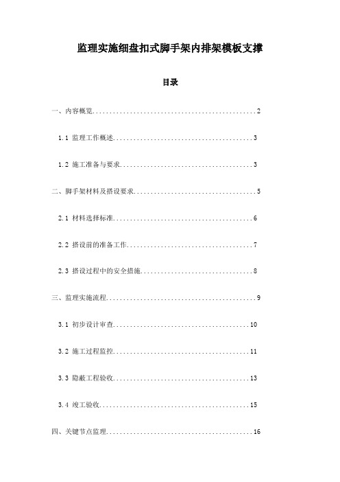 监理实施细盘扣式脚手架内排架模板支撑