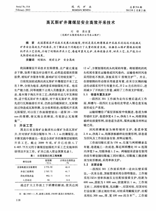 高瓦斯矿井薄煤层安全高效开采技术