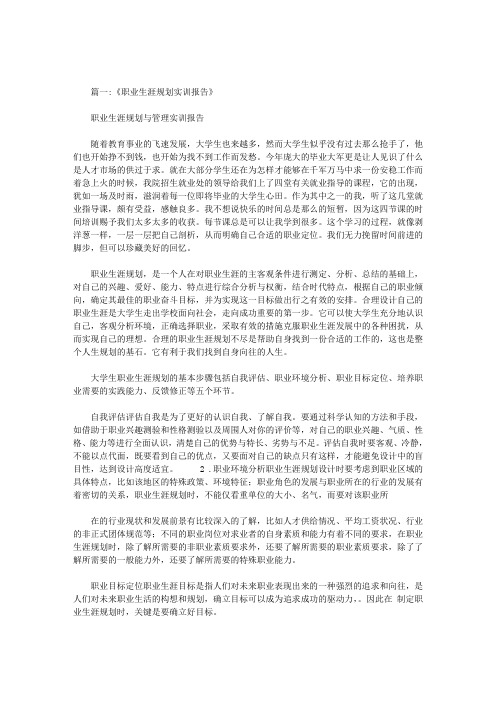 实习总结后职业生涯规划