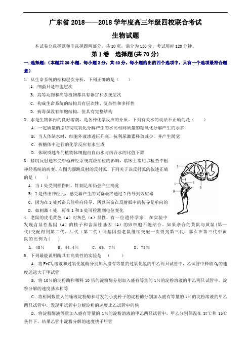 最新-广东省2018学年度高三年级四校联合考试生物试题 精品