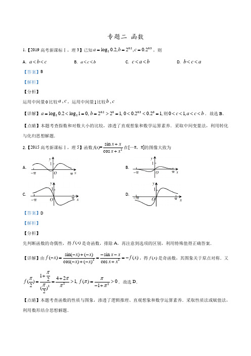 2019年高考数学理真题分项解析：专题02 函数