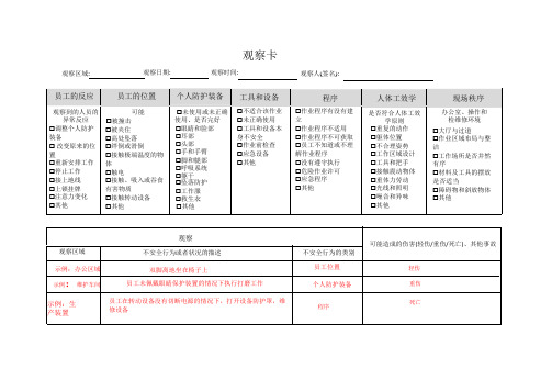 行为安全观察卡