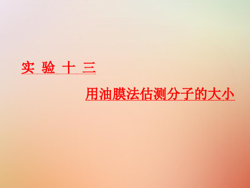 2019届高考物理一轮复习 第十三章 热学 实验十三 用油膜法估测分子的大小教案