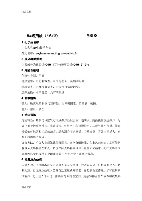 6#溶剂油MSDS学习资料
