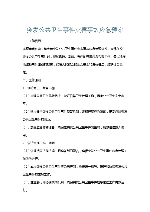 突发公共卫生事件灾害事故应急预案