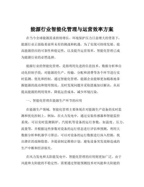 能源行业智能化管理与运营效率方案