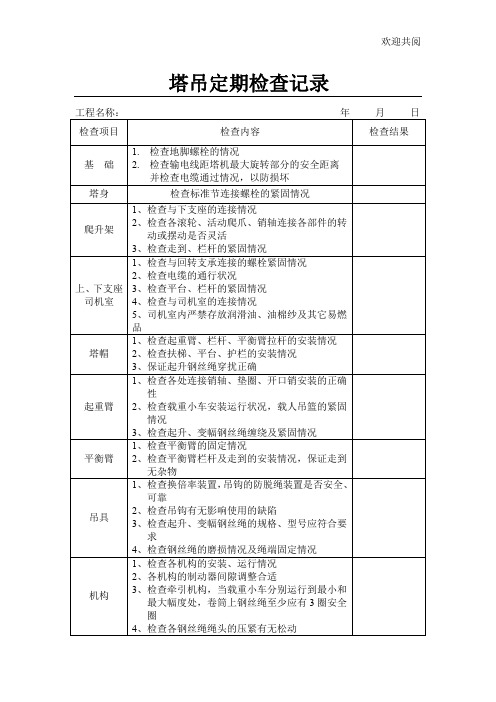 塔吊检查记录表(最全)