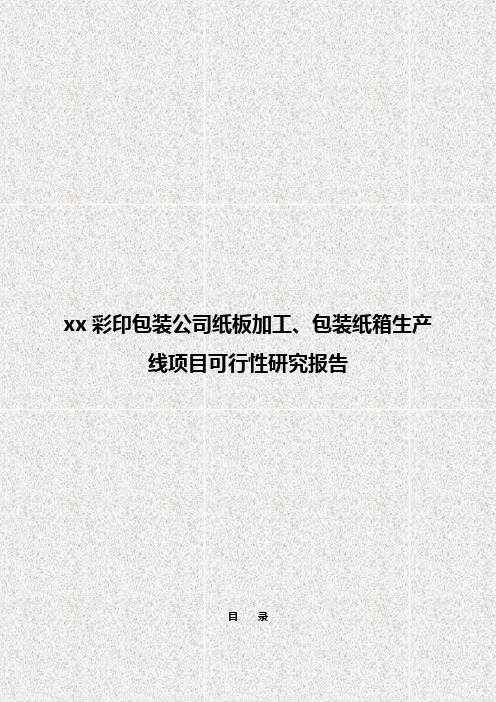 XX彩印包装公司纸板加工、包装纸箱生产线项目可行性研究报告