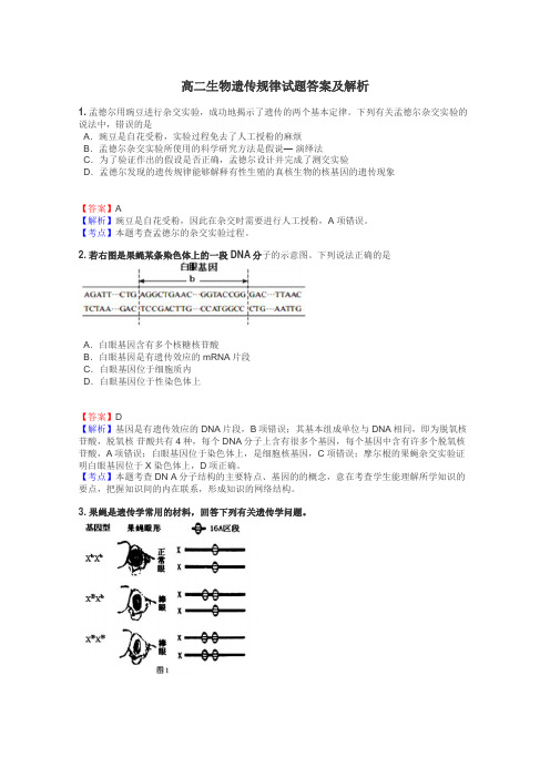 高二生物遗传规律试题答案及解析
