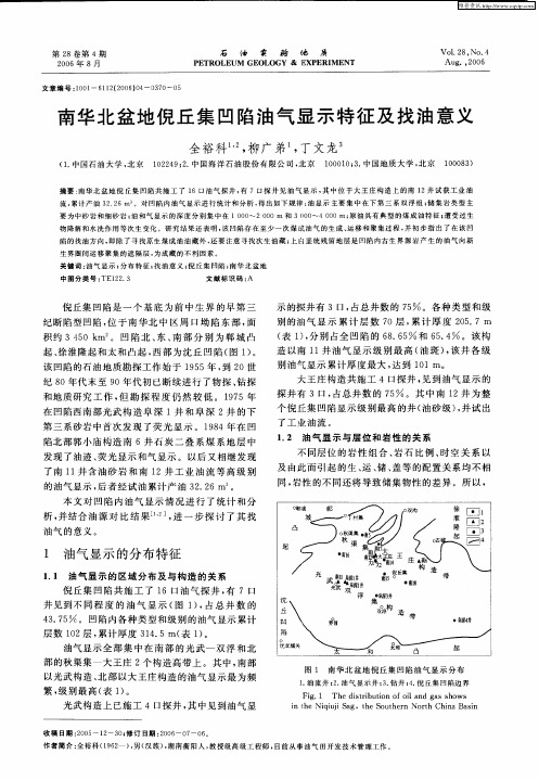 南华北盆地倪丘集凹陷油气显示特征及找油意义