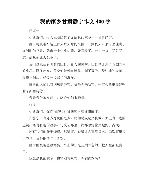 我的家乡甘肃静宁作文400字