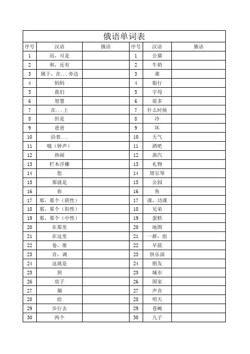 走遍俄罗斯1-4课单词