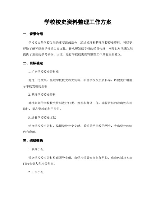 学校校史资料整理工作方案