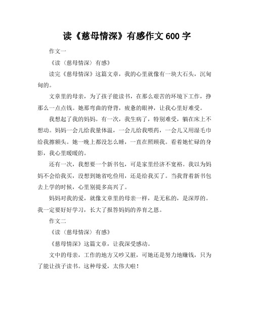 读《慈母情深》有感作文600字