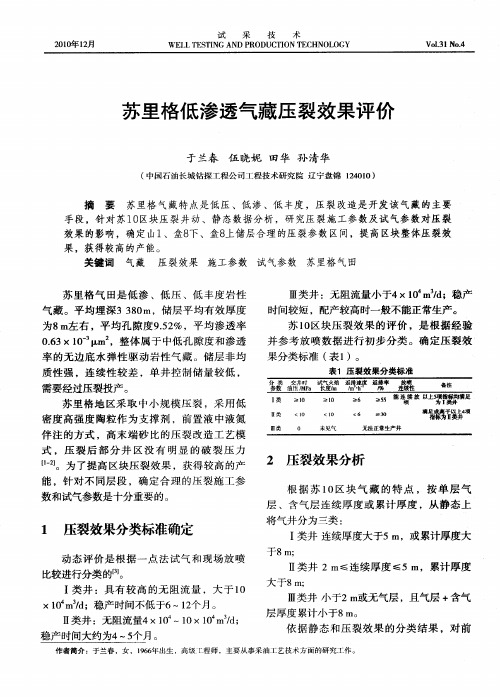 苏里格低渗透气藏压裂效果评价