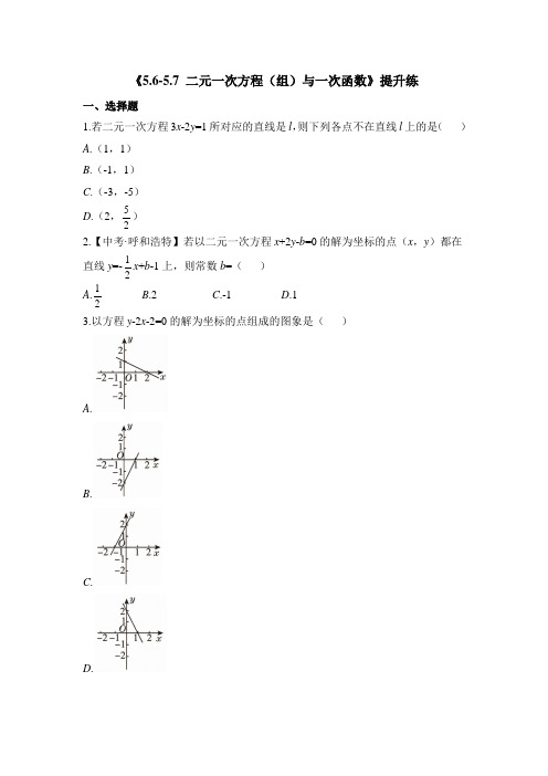 北师大版八年级数学上册_典中点《二元一次方程(组)与一次函数》提升练