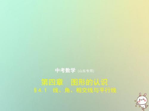 山东专版2019版中考数学总复习第四章图形的认识4.1线角相交线与平行线试卷部分课件20180917210