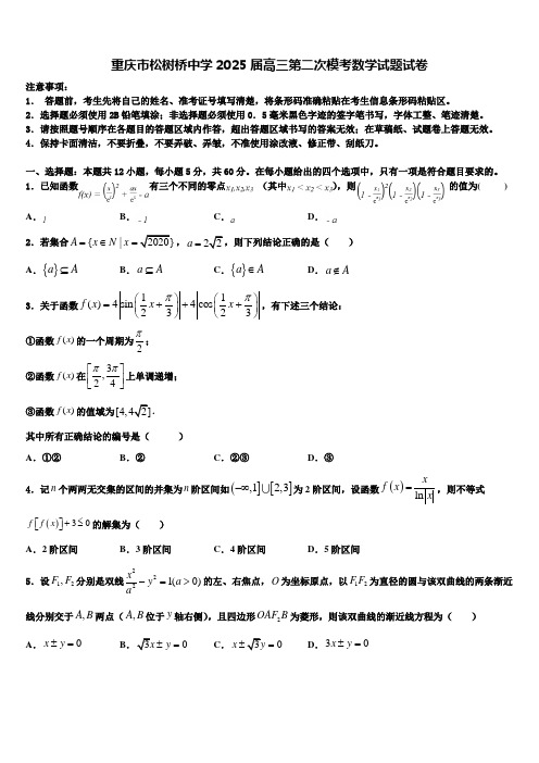 重庆市松树桥中学2025届高三第二次模考数学试题试卷