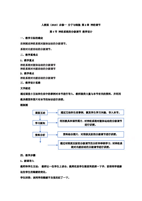 高中生物人教版选择性必修一教案24神经系统的分级调节