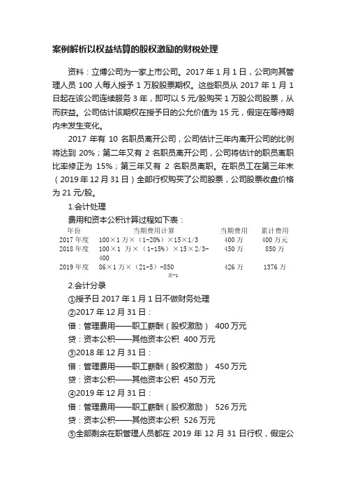 案例解析以权益结算的股权激励的财税处理